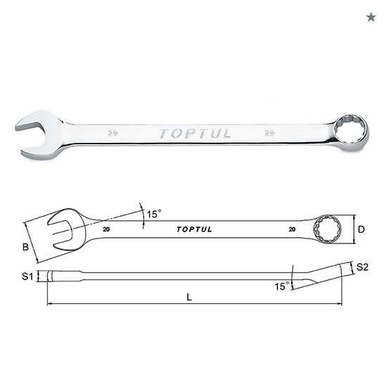 Cờ lê vòng miệng dài Toptul AAAA2323